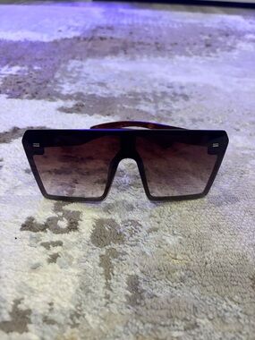 Oversized Geometric Square Sunglasses - Brown Gradient